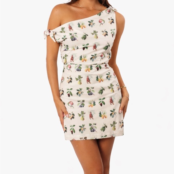 Petal & Pup Dresses & Skirts - Petal & Pup One Shoulder Floral Mini Dress Cream NWT M Cottagecore Summer